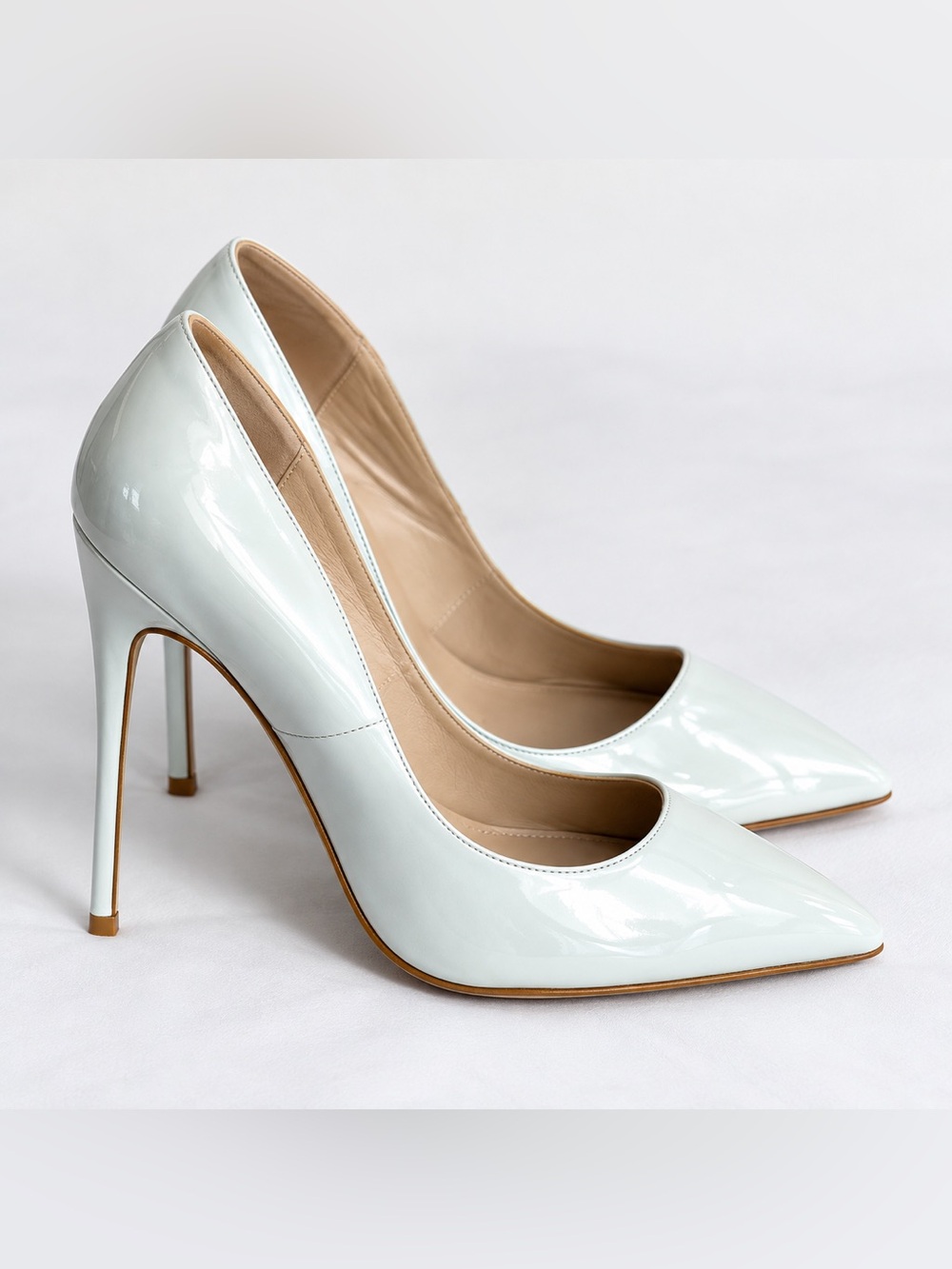 Lukelai White Patent Pointed Toe Stiletto Pumps Women’s 8.5